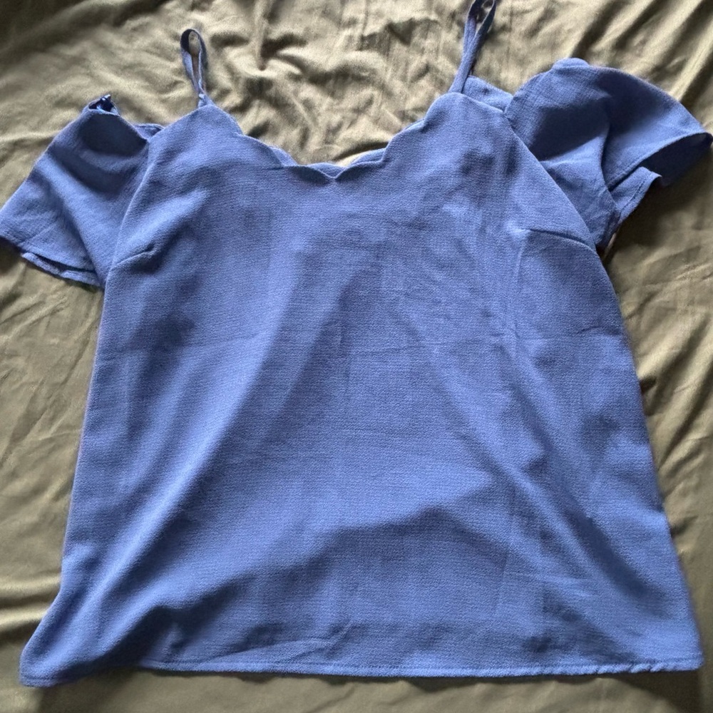 Monteau Blue Cold Shoulder Top